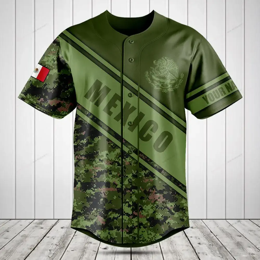 Custom Mexico Camouflage Baseball Jersey - Personalized, Stylish & Unique Design Image