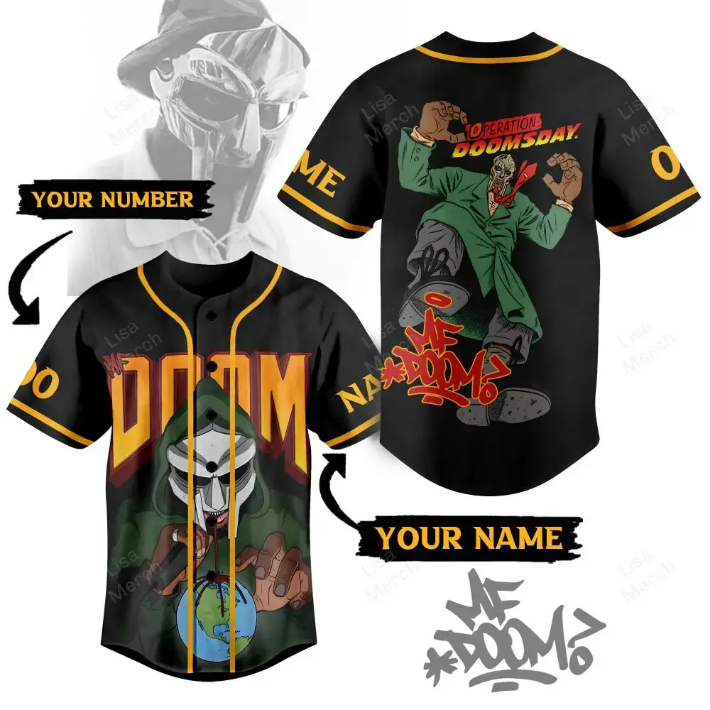 Custom Mf Doom Baseball Jersey - Personalized Name & Number - Unique Hip Hop Style Gift Image