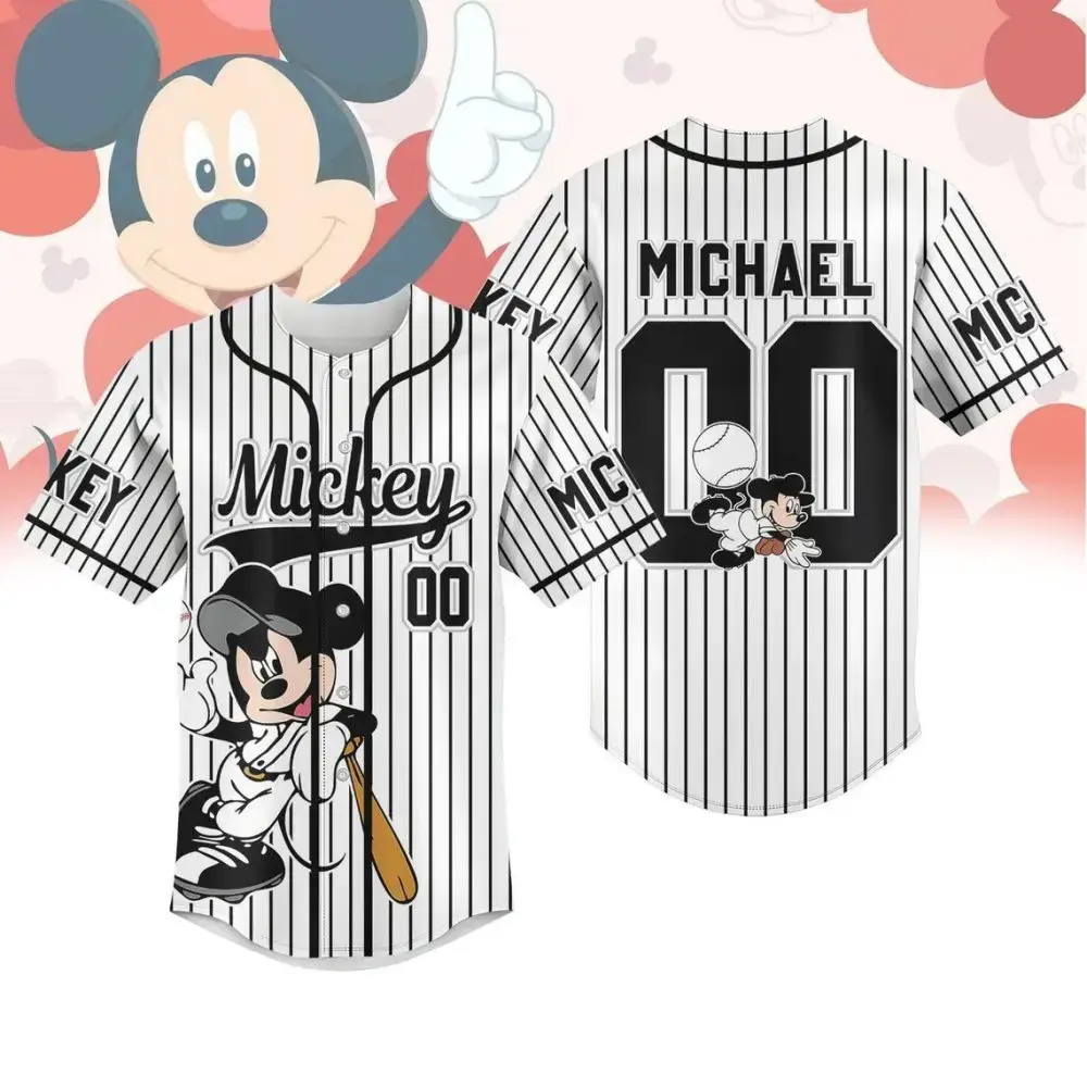 Custom Mickey Baseball Jersey – Personalized Sports Top For Kids & Adults Image