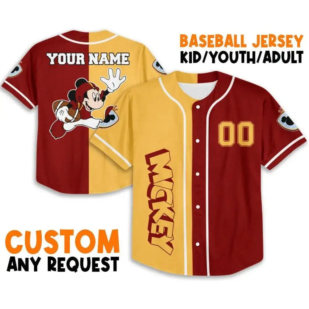Custom Mickey Baseball Jersey - Personalize Name & Number For Kids/Youth/Adults - Unique Gift! Image