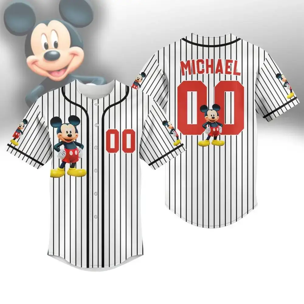 Custom Mickey Baseball Jersey - Personalized Sports Fan Apparel - Kids & Adults Sizes Image