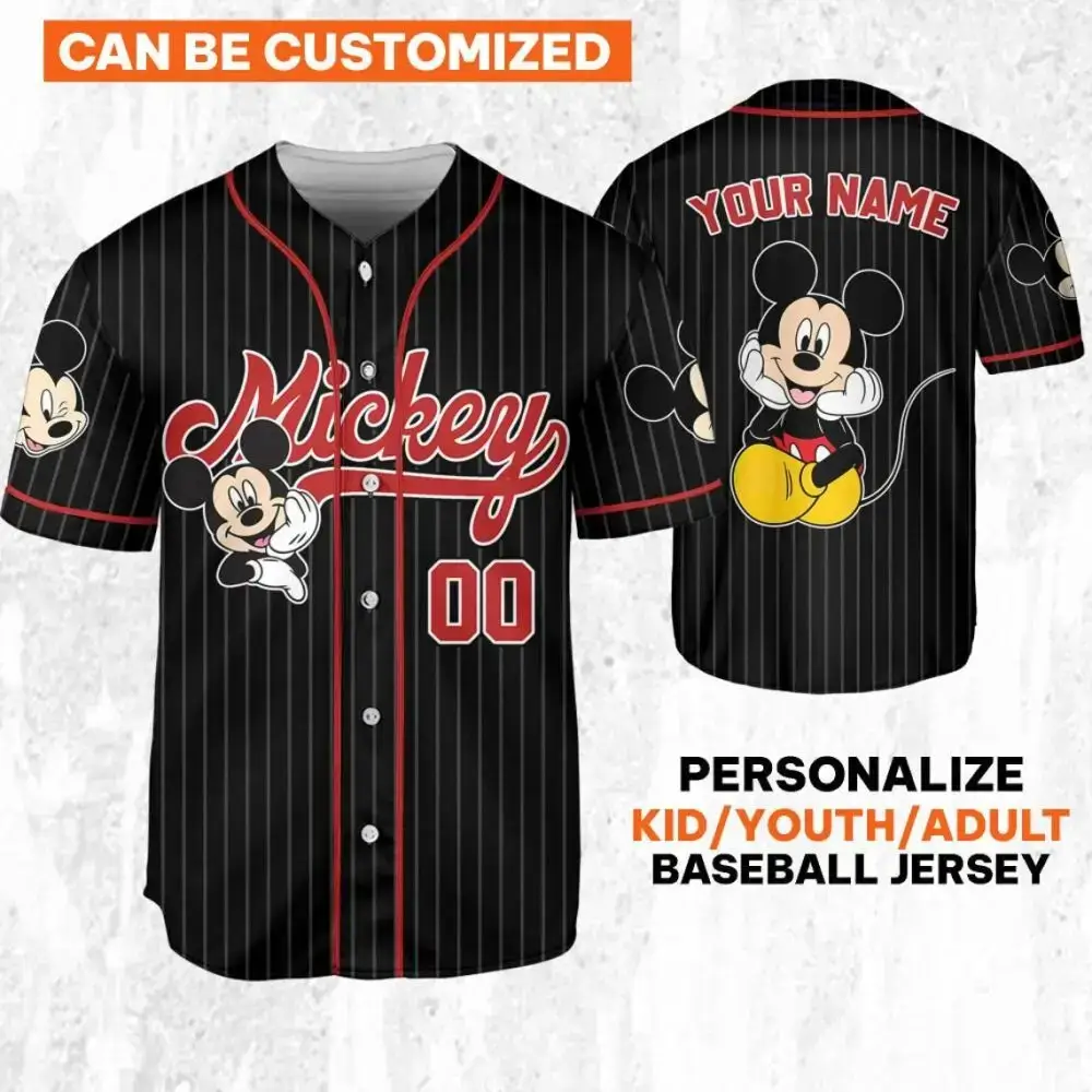 Custom Mickey Mouse Baseball Jersey - Personalize For Kids, Youth, Adults - Unique Gift! Image