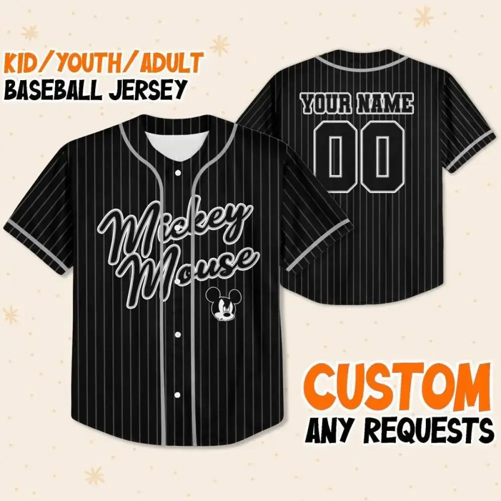 Custom Mickey Mouse Baseball Jersey - Personalize For Kids/Youth/Adults - Unique Gift! Image