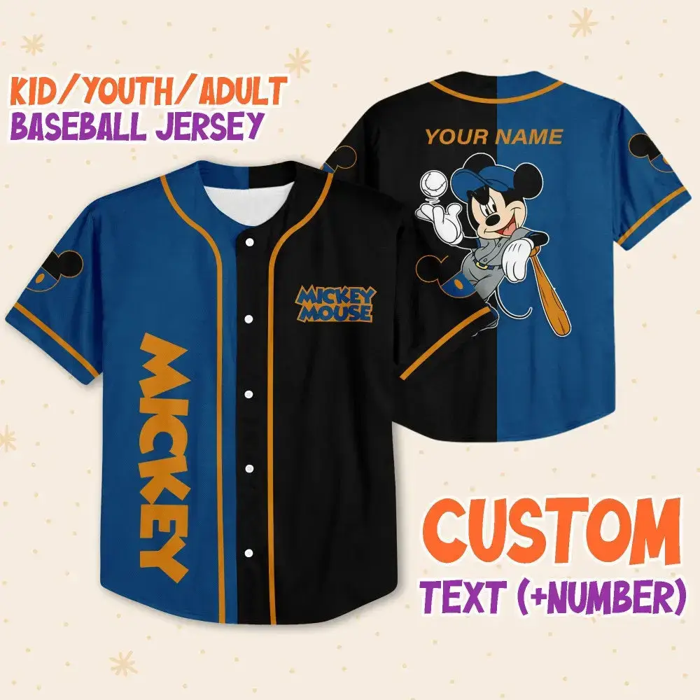 Custom Mickey Mouse Baseball Jersey - Personalized Kids/Youth/Adult Sizes Image