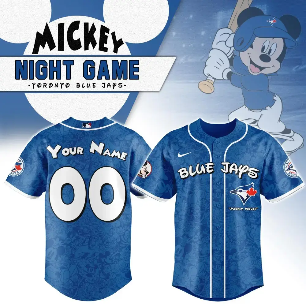 Custom Mickey Mouse Toronto Blue Jays Jersey - Personalized Baseball Shirt Image