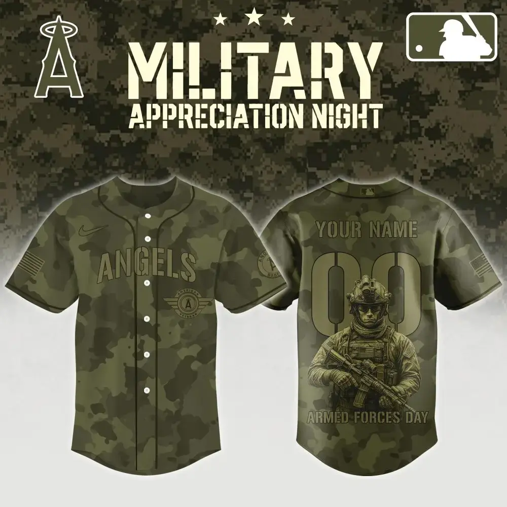Custom Military Appreciation Jersey - Camouflage Design, Personalize Your Name & Number, Perfect For Armed Forces Fans Image