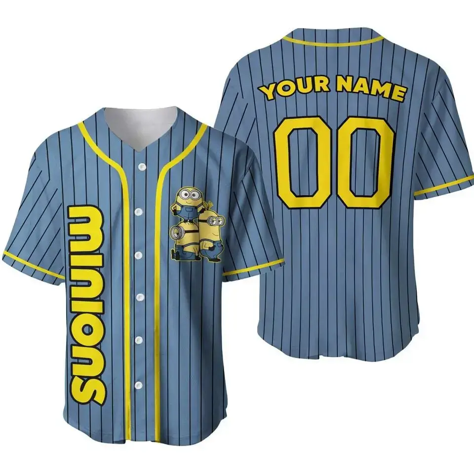 Custom Minions Baseball Jersey - Personalized Name & Number - Fun Fan Apparel! Image