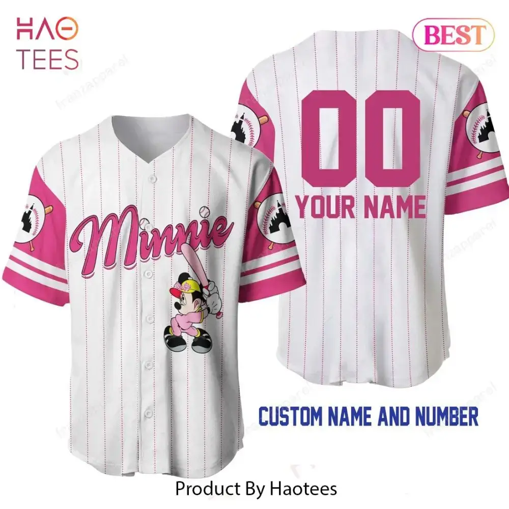 Custom Minnie Baseball Jersey - Personalize With Name & Number - Fun & Stylish Gift! Image