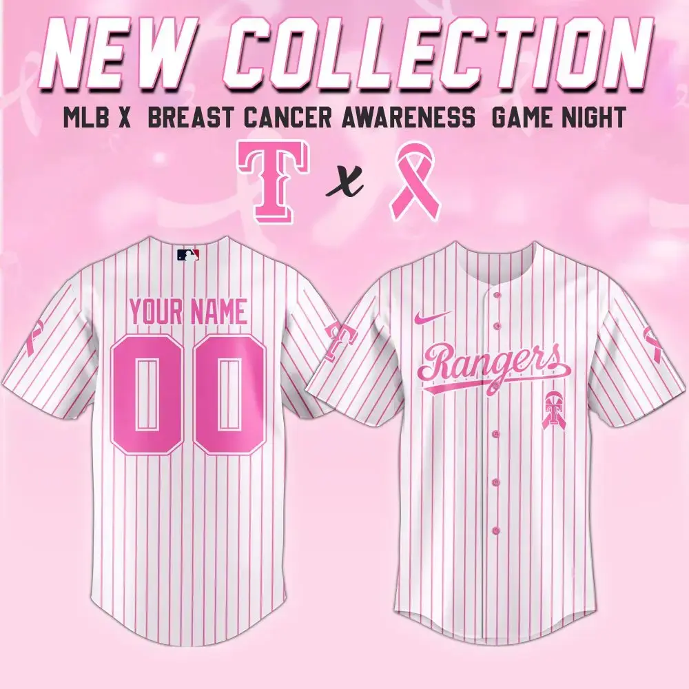 Custom Mlb Rangers Jersey - Breast Cancer Awareness Edition - New Collection Image