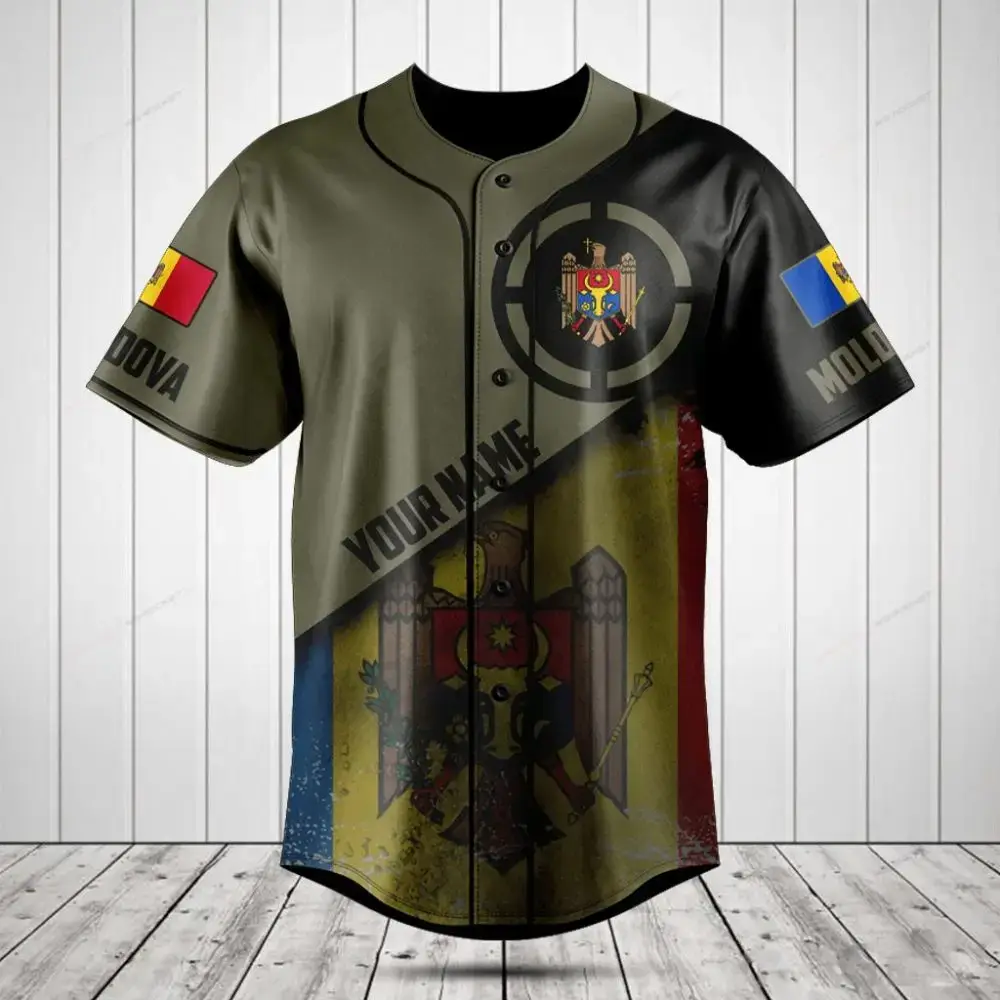 Custom Moldova Baseball Jersey – Personalized Name & Flag Design, Perfect Gift! Image