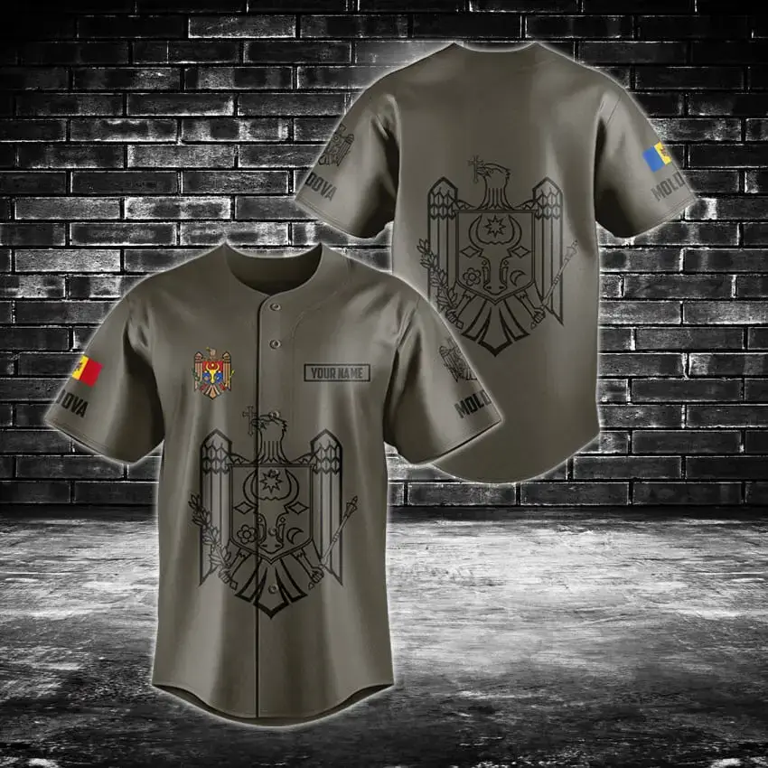 Custom Moldova Baseball Jersey - Personalized Flag & Crest Design - Perfect Gift! Image