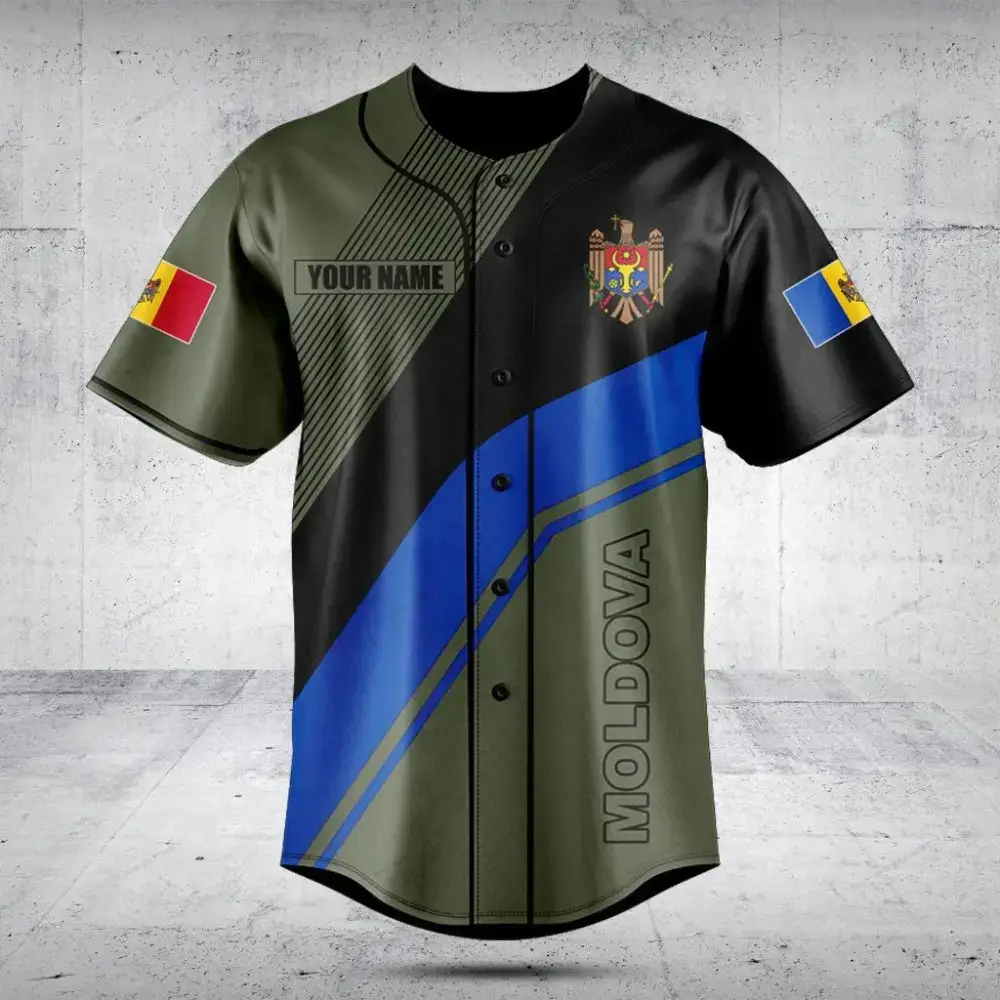 Custom Moldova Baseball Jersey - Personalized Name & Flag Design Image