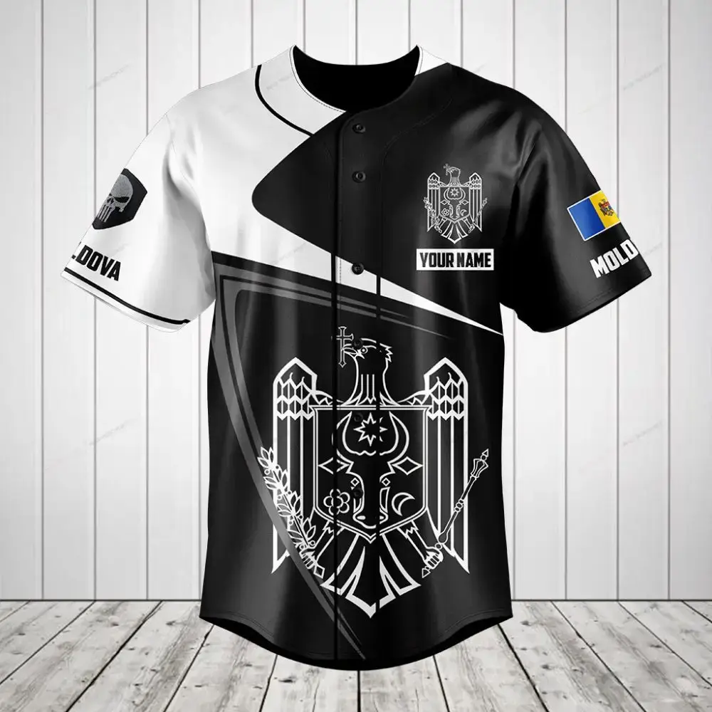 Custom Moldova Flag Baseball Jersey - Personalized Name & Number - Unique National Pride Apparel Image