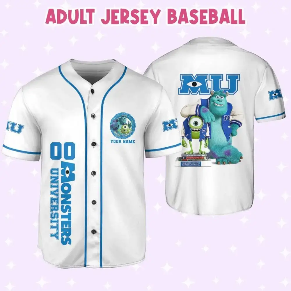 Custom Monsters University Baseball Jersey - Unique Adult Fan Apparel Image
