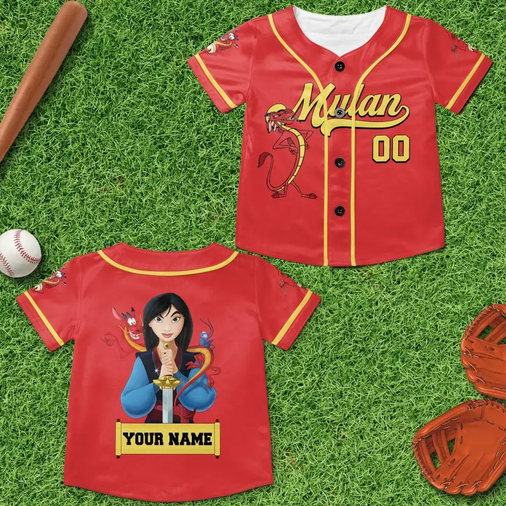 Custom Mulan Baseball Jersey - Personalized Kids Sports Shirt With Name Image