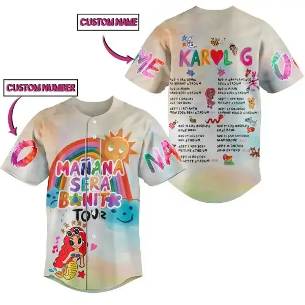 Custom Name & Number Baseball Jersey - Colorful Design For Fans - Perfect Gift For Music Lovers Image