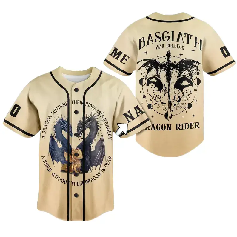 Custom Name & Number Fourth Wing Dragon Rider Baseball Jersey Image