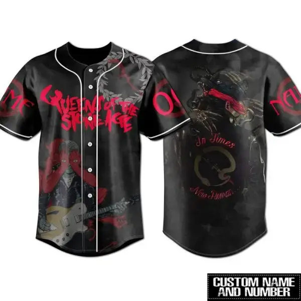 Custom Name & Number Gothic Rock Baseball Jersey – Unique Design, Perfect For Music Fans Image