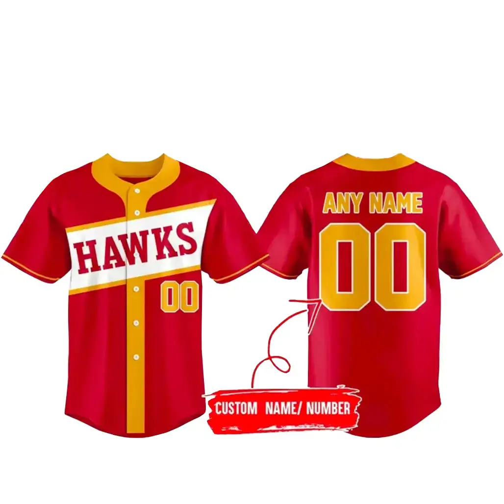 Custom Name and Nubmer Atlanta Hawks Baseball Jersey Image