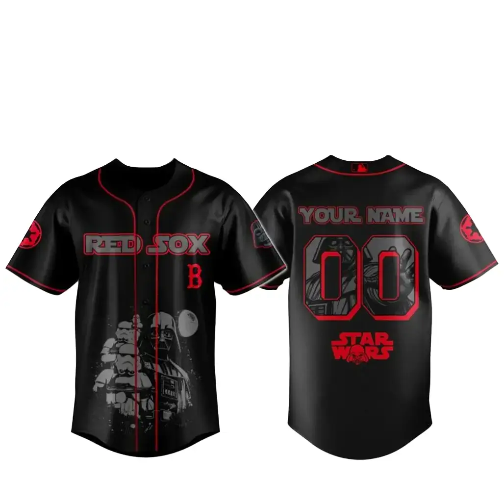 Custom Name and Number Boston Red Sox x Star Wars Dark Force Baseball Jersey Image
