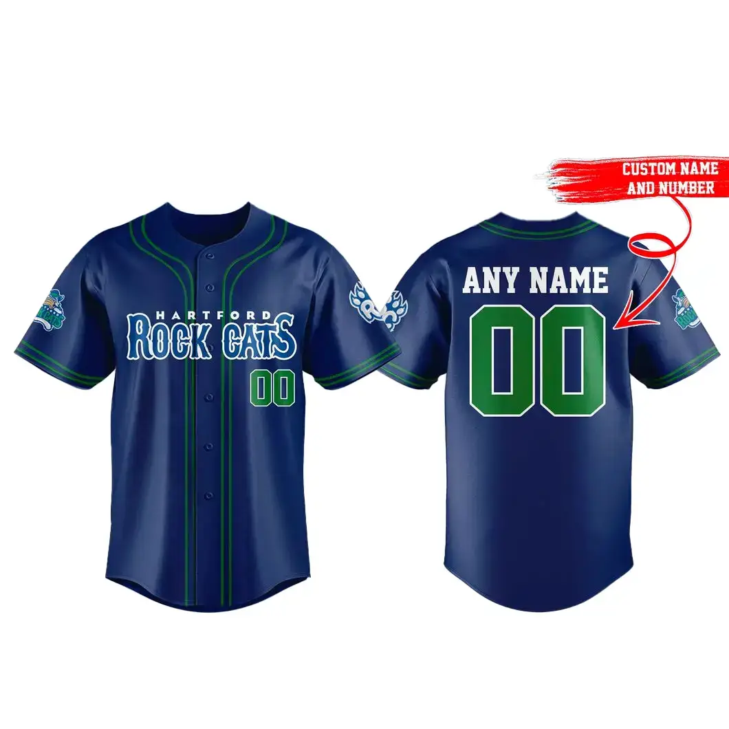 Custom Name and Number Hartford Rock Cats Baseball Jersey Image