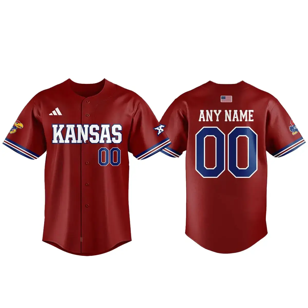 Custom Name and Number Kansas Jayhawks 2026 Baseball Jersey Image