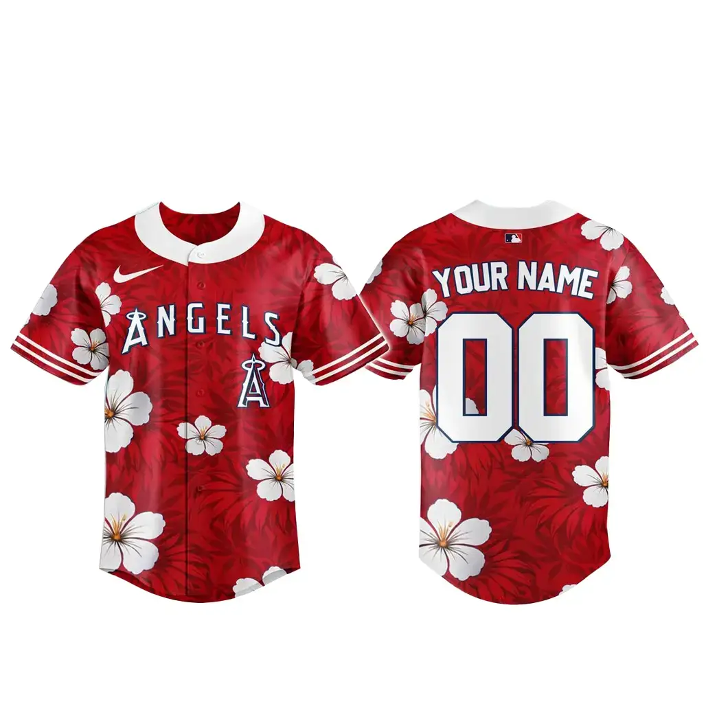 Custom Name and Number Los Angeles Angels Hawaiian Tropical Vibes 2026 Baseball Jersey Image