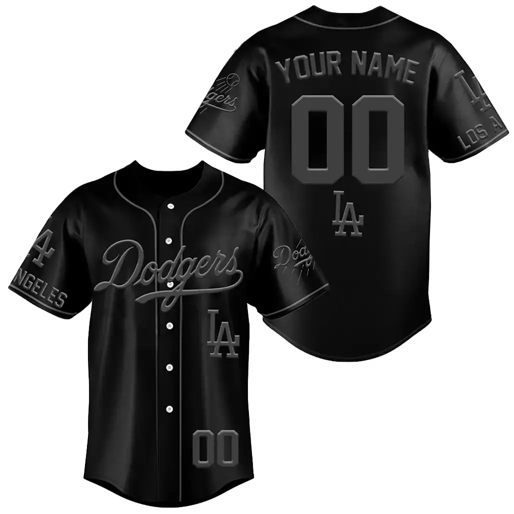 Custom Name and Number Los Angeles Dodgers 2026 Back To The Basics All Black Baseball Jersey Image