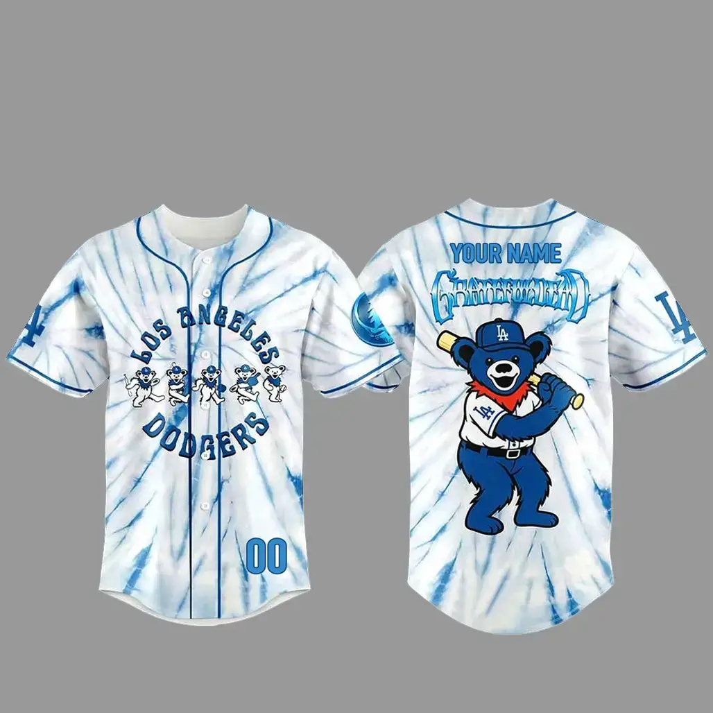Custom Name and Number Los Angeles Dodgers 2026 Grateful Dead Baseball Jersey Image