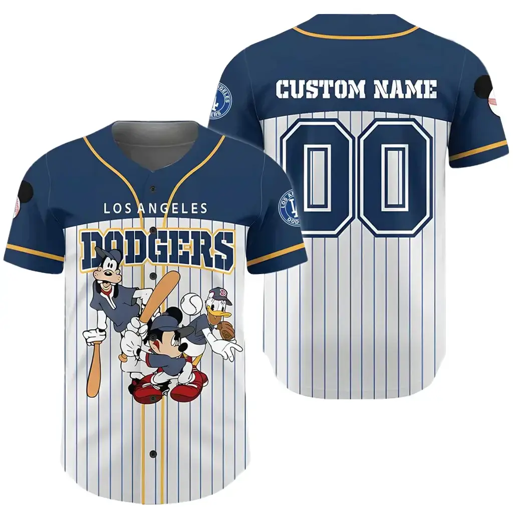 Custom Name and Number Los Angeles Dodgers x Mickey & Friends 2026 Baseball Jersey Image