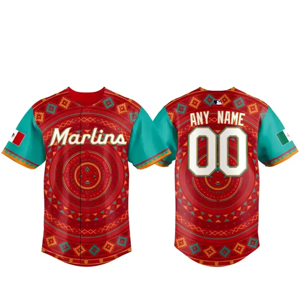 Custom Name and Number Miami Marlins Mexican Heritage 2026 Baseball Jersey Image