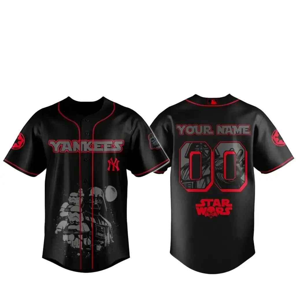 Custom Name and Number New York Yankees x Star Wars Dark Force Baseball Jersey Image