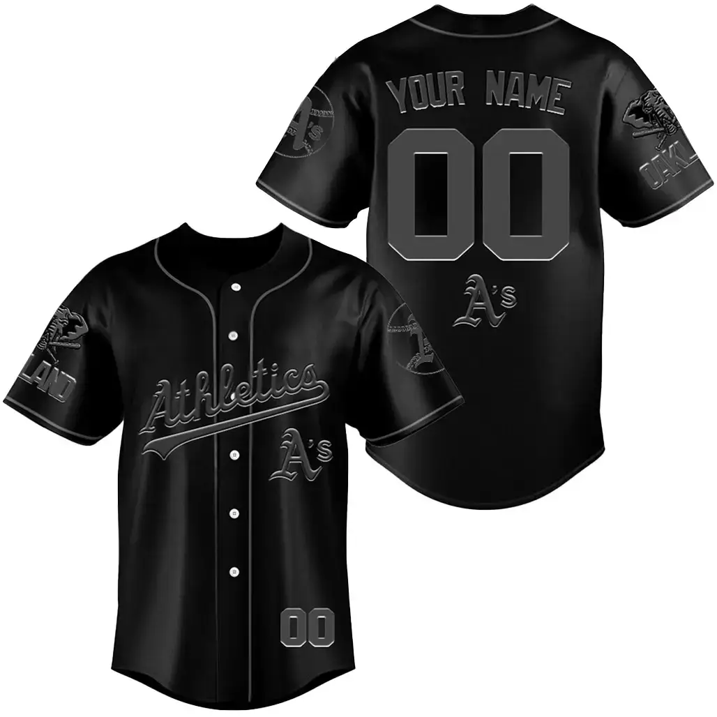 Custom Name and Number Oakland Athletics 2026 Back To The Basics All Black Baseball Jersey Image