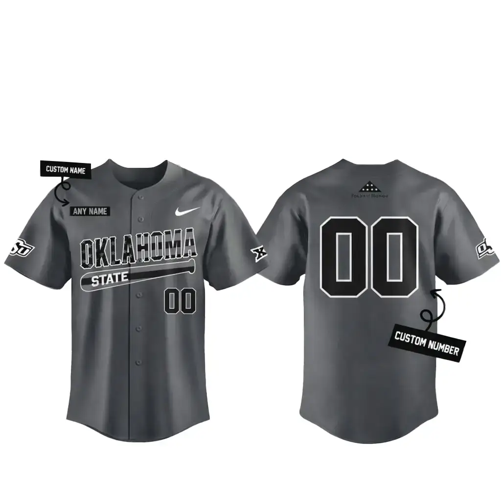 Custom Name and Number Oklahoma State Cowboys Military Appreciation Night 2026 Baseball Jersey Image
