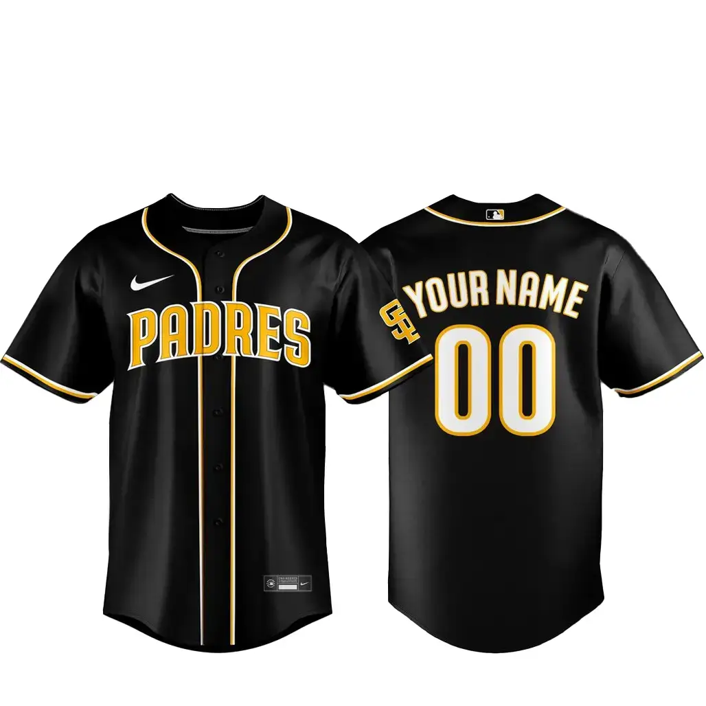 Custom Name and Number San Diego Padres Blackout Built For The Night 2026 Baseball Jersey Image