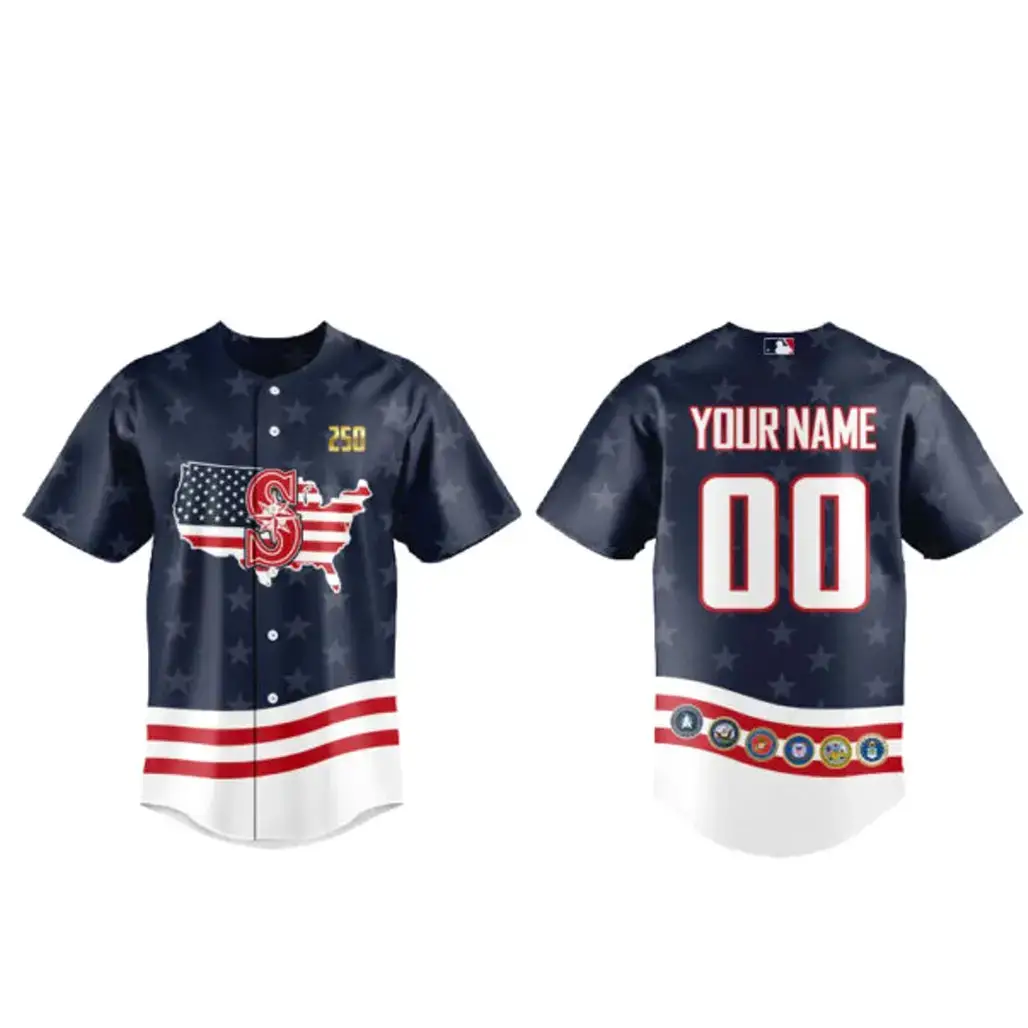 Custom Name and Number Seattle Mariners Military Appreciation 2026 Baseball Jersey Image