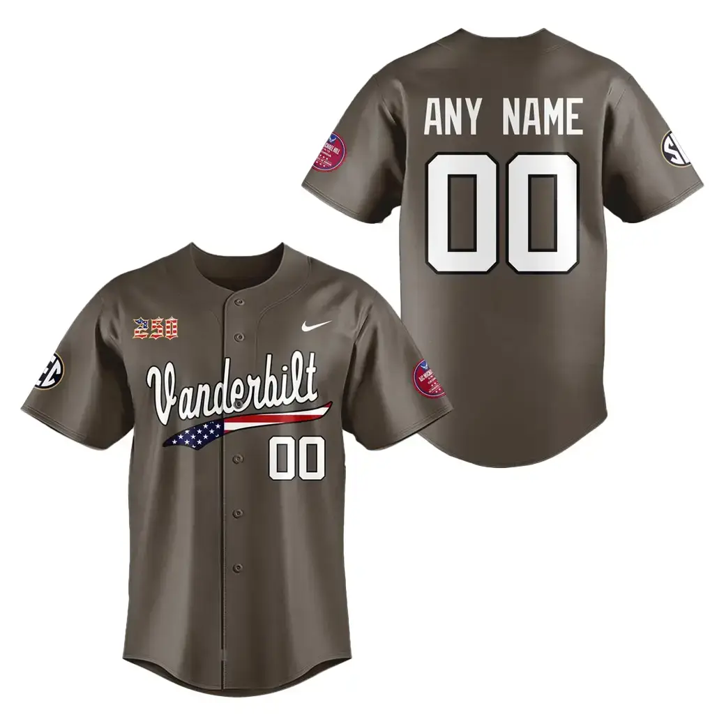 Custom Name and Number Vanderbilt Commodores 2026 Salute To Service Baseball Jersey Image