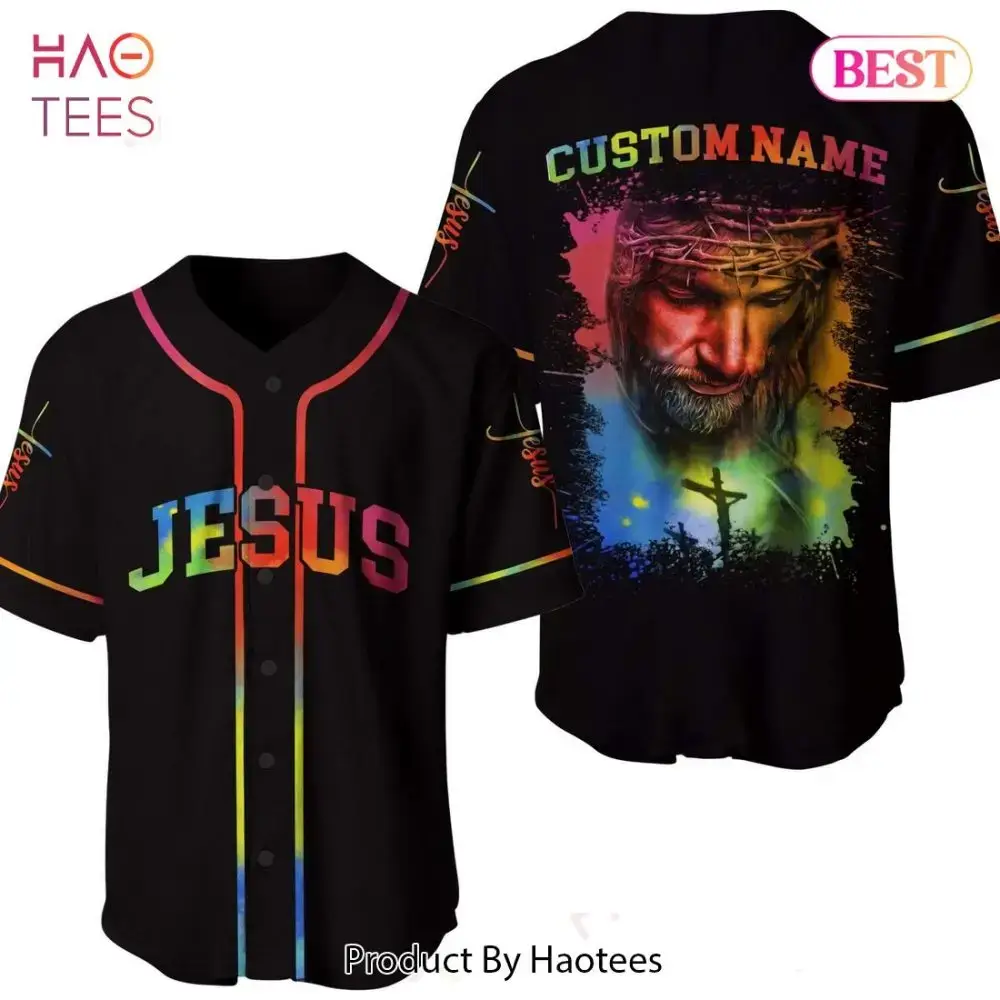 Custom Name Jesus Baseball Jersey - Vibrant Religious Apparel For Christians Image