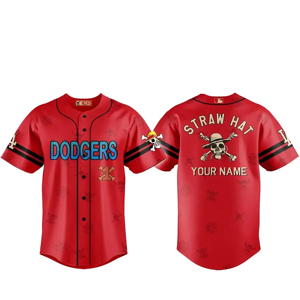 Custom Name Los Angeles Dodgers One Piece 2 Live Action Luffy Neighbours Baseball Jersey Image