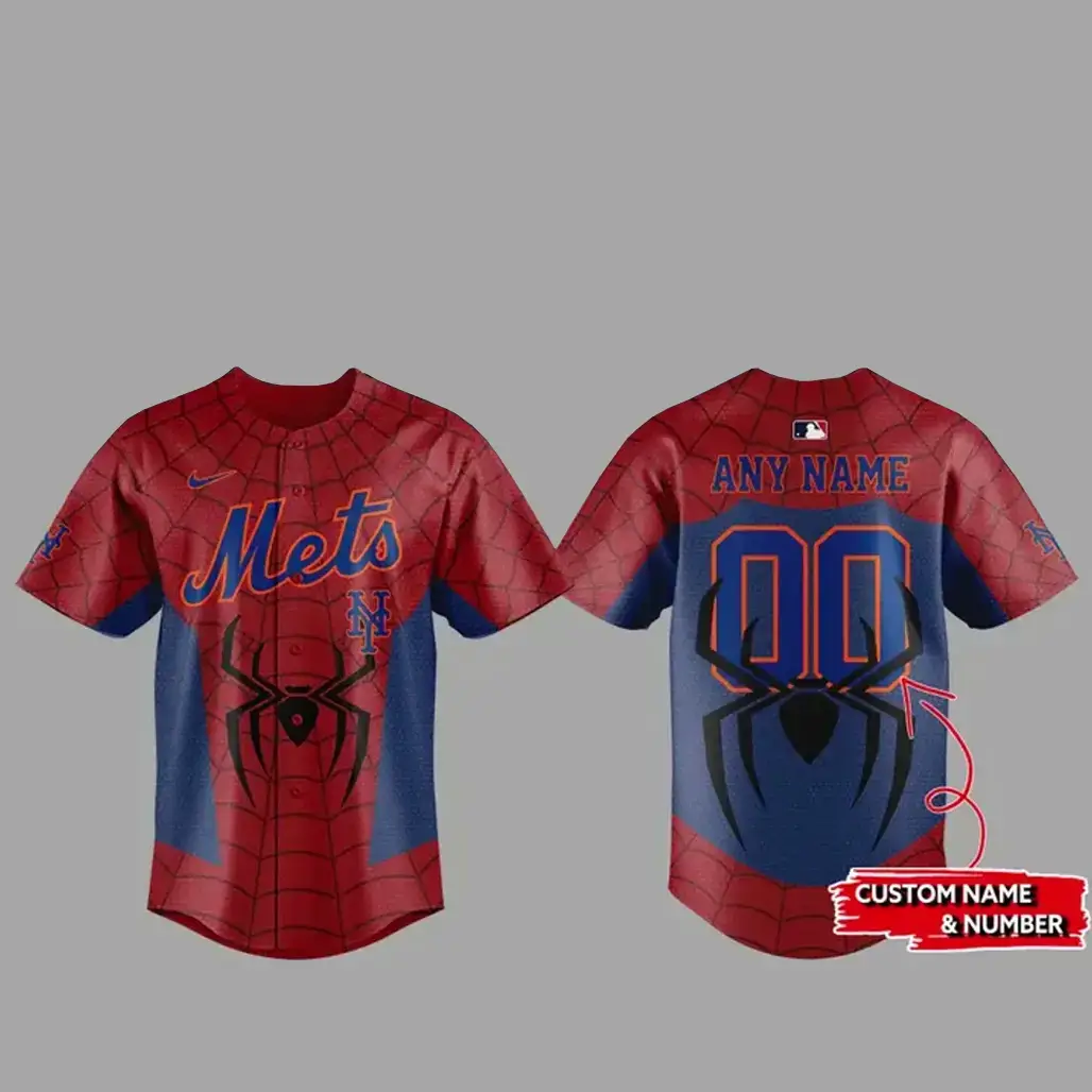 Custom Name New York Mets x Spider Man 2026 Baseball Jersey Image