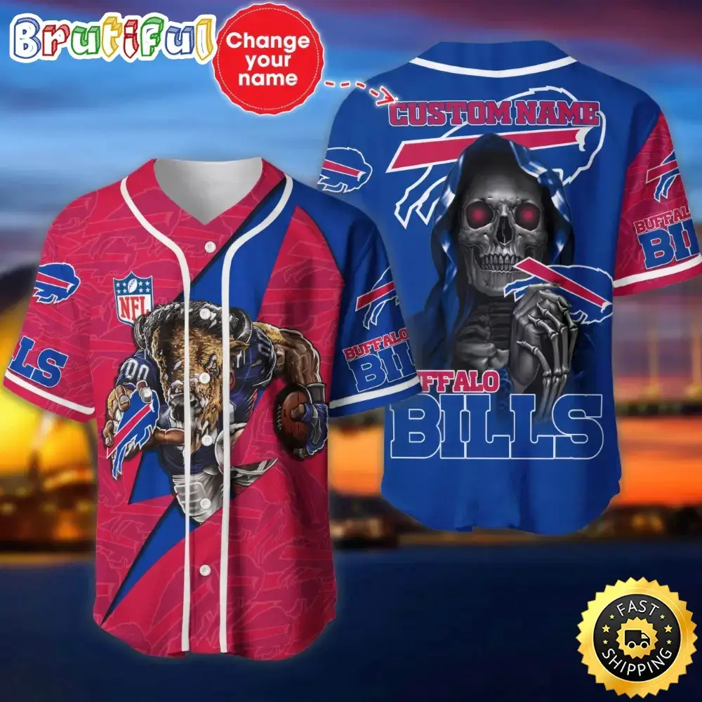 Custom Name NFL Buffalo Bills Baseball Jersey The Reaper Shirts Image
