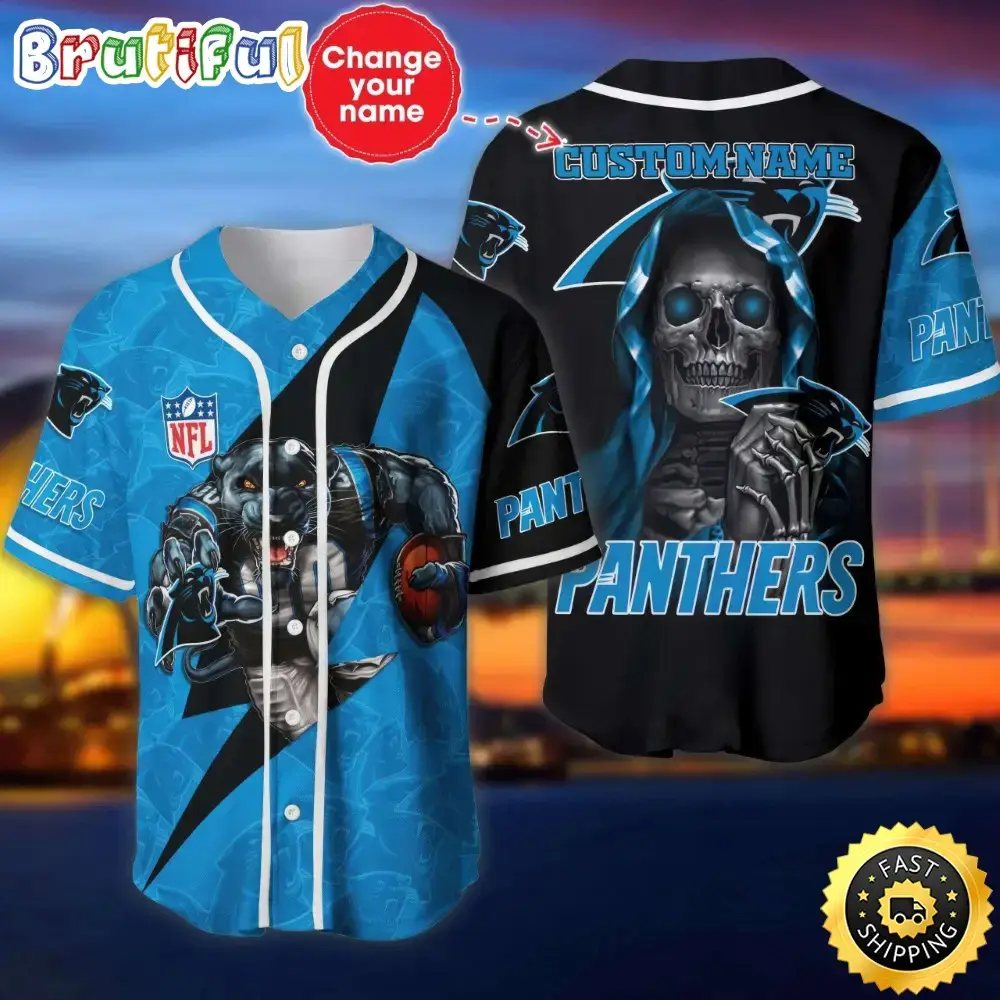 Custom Name NFL Carolina Panthers Baseball Jersey The Reaper Shirts Image