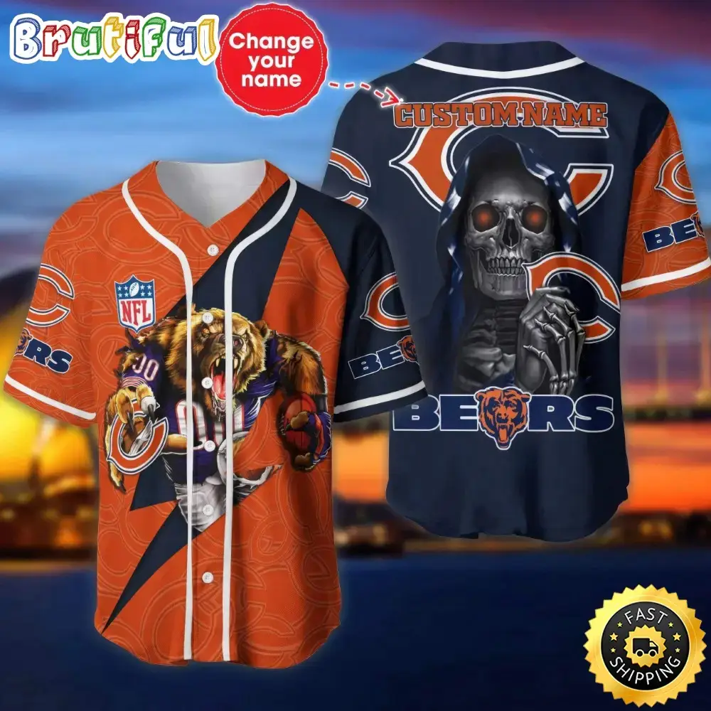 Custom Name NFL Chicago Bears Baseball Jersey The Reaper Shirts Image