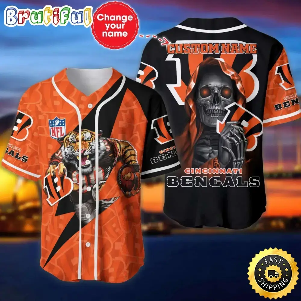Custom Name NFL Cincinnati Bengals Baseball Jersey The Reaper Shirts Image