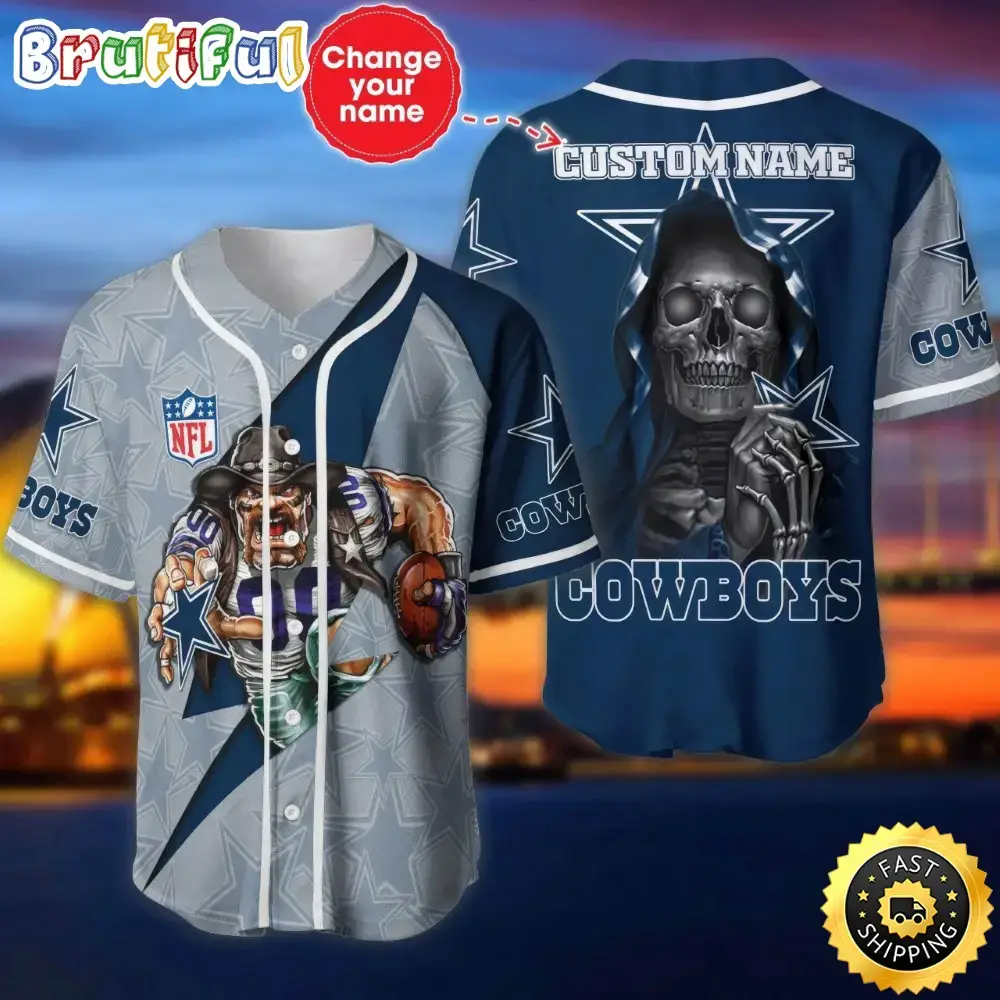 Custom Name NFL Dallas Cowboys Baseball Jersey The Reaper Shirts Image