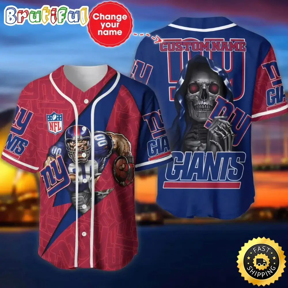 Custom Name NFL New York Giants Baseball Jersey The Reaper Shirts Image