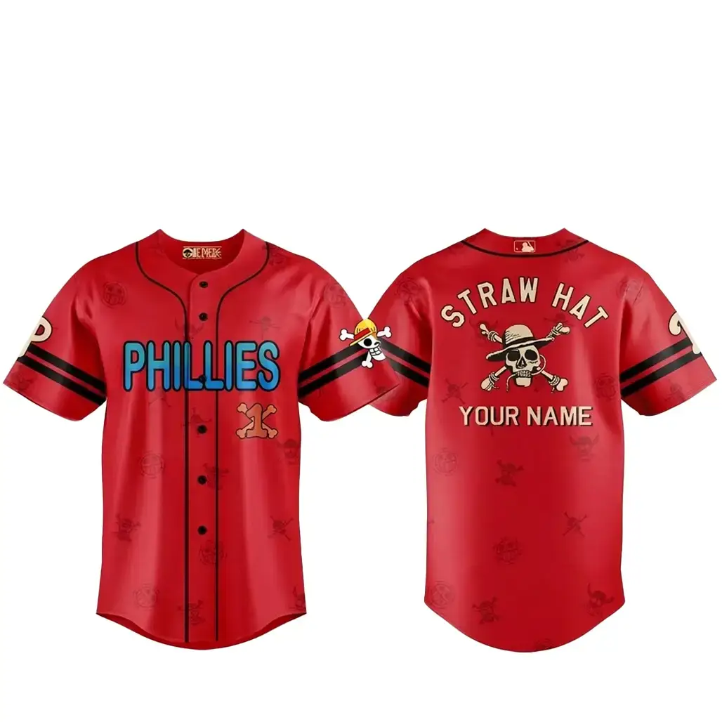 Custom Name Philadelphia Phillies One Piece 2 Live Action Luffy Neighbours Baseball Jersey Image