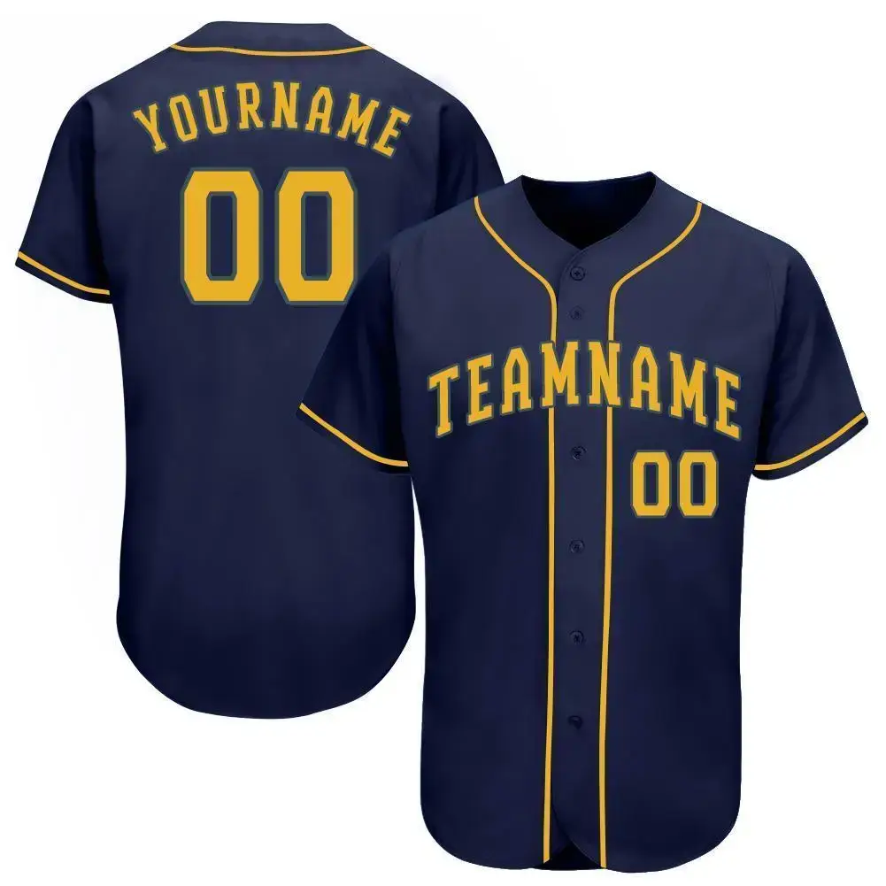 Custom Navy Gold Baseball Jersey Image
