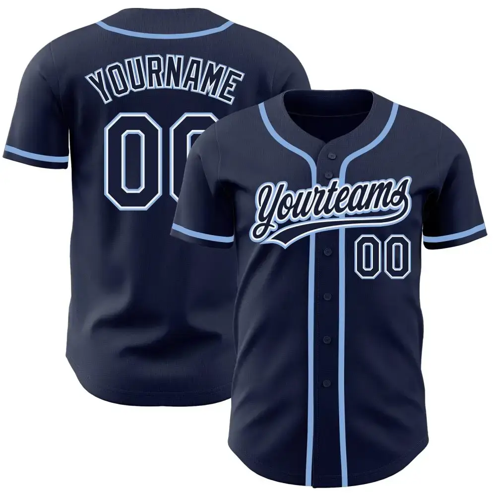 Custom Navy Navy-Light Blue Authentic Baseball Jersey Image