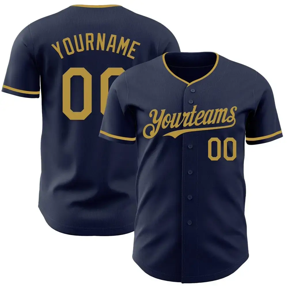 Custom Navy Old Gold Authentic Baseball Jersey Image